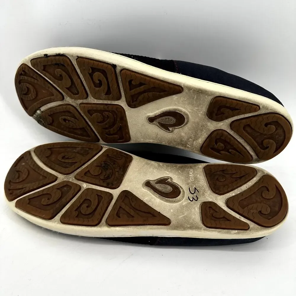 OluKai Nohea Moku No Tie Boat Shoes Slip On Flat Quick Dry Navy Red 14